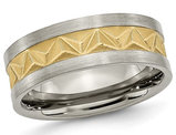 Men's Titanium 8mm Brushed Wedding Band Ring with Yellow Plating